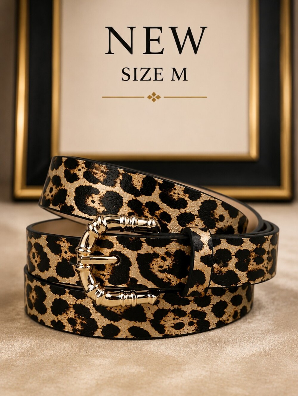 Leopard Print Gold Buckle Women's Belt